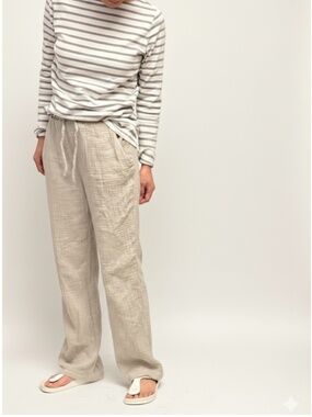 Sincerely Jules wide leg drawstring cotton gauze pants | small